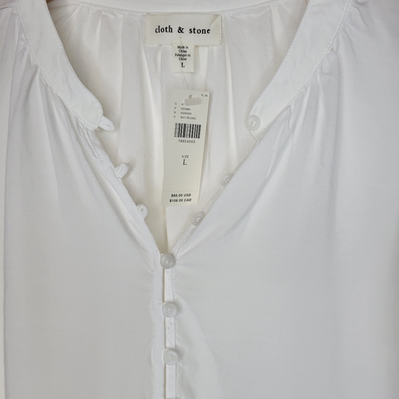NWT Cloth And Stone For Anthropologie White Tencel Top - Picture 6 of 7